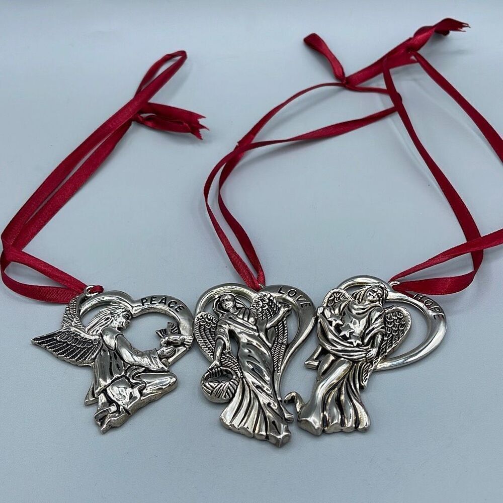 Gorham silver plate set of 3 “love ,Peace, Hope”ornaments